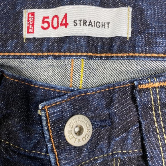 Levis Men Jean Shorts 504 Straight Dark Wash Paisley Pockets Denim Blue Sz 32x13 - Picture 5 of 15